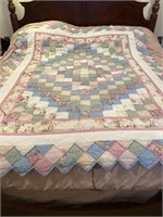 PATCHWORK QUILT & SHAM IN BLUES AND PINKS