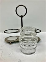 Double Pickle Caster with one Jar Silver Plated