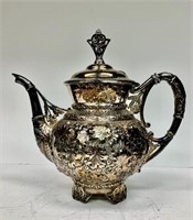 Ornate Victorian Silver Plated Tea Pot - Chased