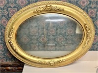 Antique GOLD FRAME WITH BOWED GLASS