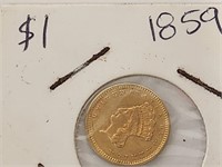 279 - 1859 US $1 GOLD COIN (112)