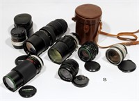 Lot of six Vintage camera lenses for SLR cameras
