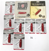 9 NOS Victorinox Swiss Army Knives on Cards