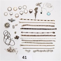 Vintage Sterling Silver Jewelry Lot Some Wearable