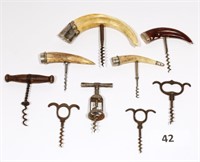 Antique Corkscrews - Boar tusk Sterling Caps