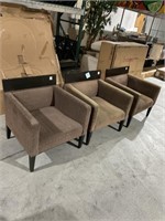 3 Brown arm chairs