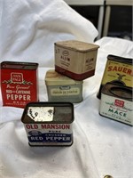 lot of vintage spice tins