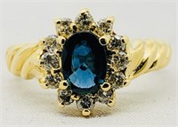 14KT YELLOW GOLD 1.10CTS SAPPHIRE & .60CTS DIA.