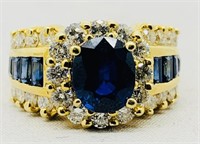 14KT YELLOW GOLD 2.90CTS SAPPHIRE & 1.60CTS DIA.