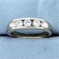 Mens 3/4ct TW Diamond Three Stone Wedding or Anniv