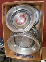Box Full of Vintage Assorted Hubcaps