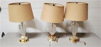 Lot of 3 Crystal Table Lamps
