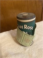 Vintage Tube Rose Metal 4.65 Oz Can of snuff with