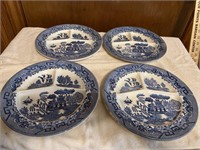 Vintage Blue Willow Japan Divided Plates (4)