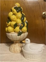 Ceramic Lemon Centerpiece Duck Gravy Boat