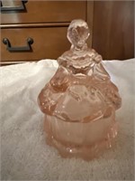 Westmoreland Colonial Pink Glass Lady with lid