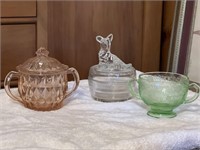 Pink Depression Green cup & Pink Sugar bowl with