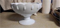 Vintage milk glass tear drop bowl and pedestal.