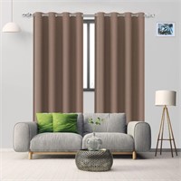 ZYB 2 Set Blackout Curtains with Eyelets, Brown