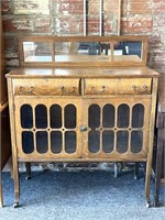 Antique Wood Sideboard Buffet 42” x 17.5” x