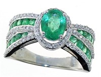 10kt Gold Natural 2.25 ct Emerald & Diamond Ring