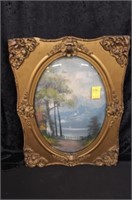 Antique Oil on Board in a convex glass frame