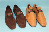 2 Pair of Men's Gucci Shoes; brown suede &