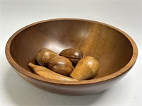 Wooden bowl w/ Wooden Fruit 13”