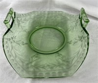 Vintage Green Depression Glass Curved Bon Bon