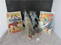 Godzilla Diorama and Comic Books