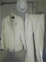 Mens Leather Suit,Pants,Blazer,Top Hat Size 3XL