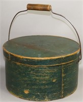 Green painted bentwood handle cake box