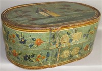 Fine paint decorated oval lidded bride's box