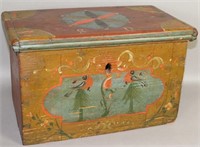 Polychrome painted miniature dower chest