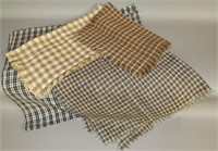 Group of checked woven homespun fabrics