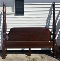 SOLID MAHOGANY KING SIZE RICE CARVED BED