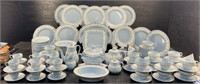 132 PC OF 'QUEENS WARE' WEDGWOOD LIGHT BLUE AND