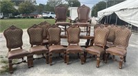 CONTEMPORARY HEAVY CARVED TABLE AND 12 CHAIRS