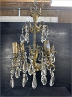 SMALL BRONZE AND CRYSTAL FRENCH CHANDELIER