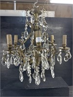 FRENCH BRONZE AND CRYSTAL CHANDELIER