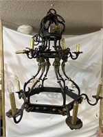 CAST IRON AND BRONZE FIGURAL CHANDELIER