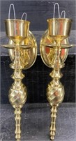 HEAVY BRASS TALL CANDLE SCONCES