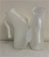 (2) Male Portable Plastic Urinal Bottle with Lid