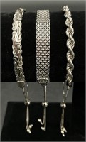 3pc Sterling Silver Ladies Bracelets