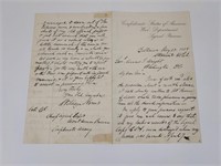 CIVIL WAR Hand Written Chief Officer Confederate