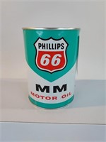 Phillips 66 motor oil can cardboard full.