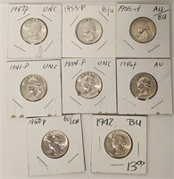 279 - LOT OF 8 SILVER QUARTERS (143)
