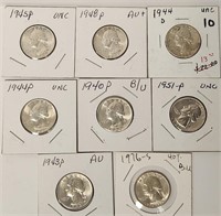 279 - LOT OF 8 SILVER QUARTERS (144)
