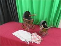French Bamboo baby carriages -2 ct