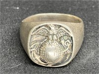 Men's Sterling Silver Eagle on Globe Ring